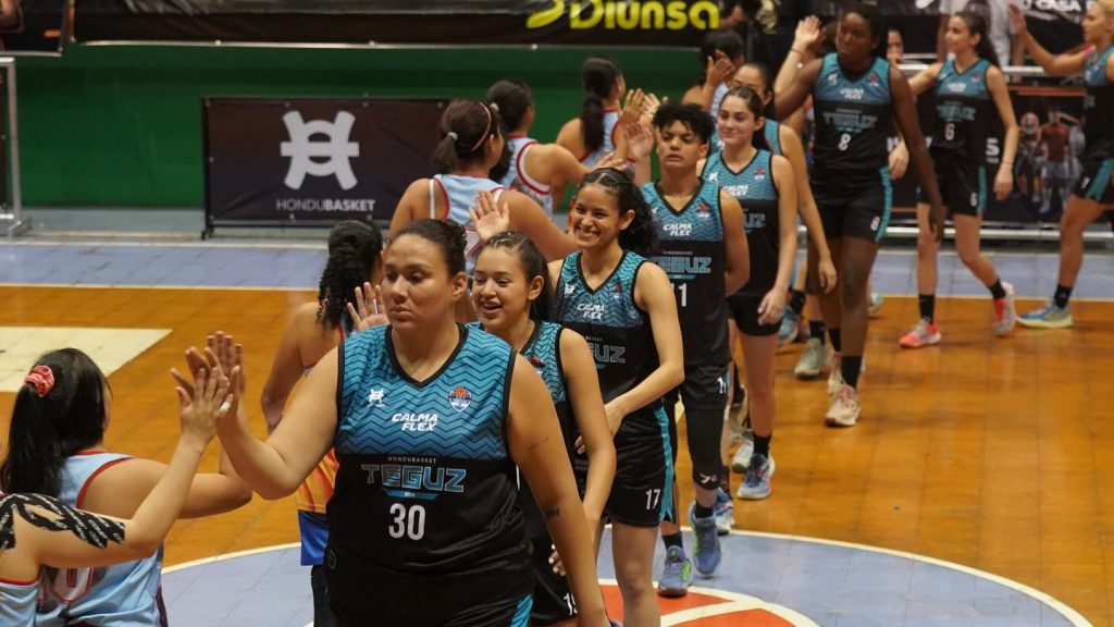 LPBF players are lined up in a handshake line during a game. The league was sponsored by Royal Heir Entertainment / Royal Heir Sports